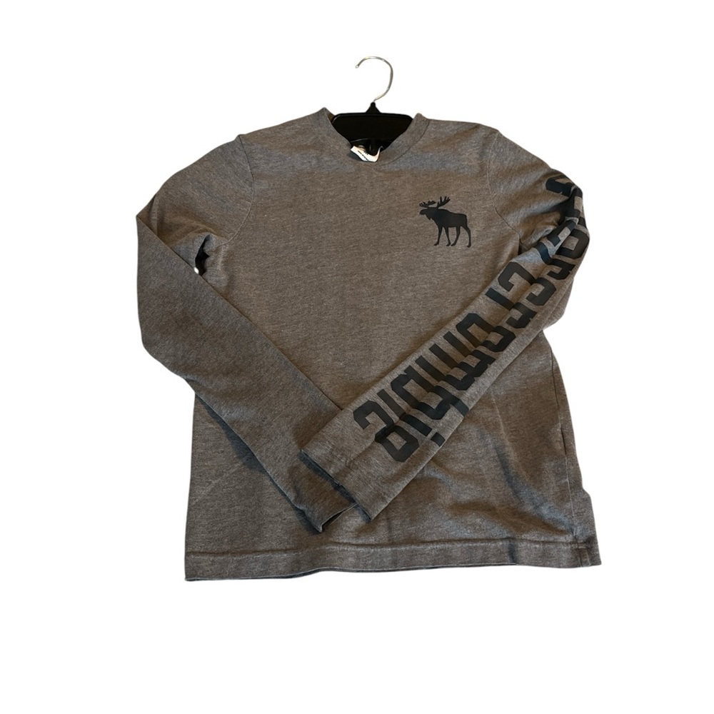 Abercrombie Kids Sz M Long Sleeve Shirt Gray Blue Moose Muscle Cotton Blend